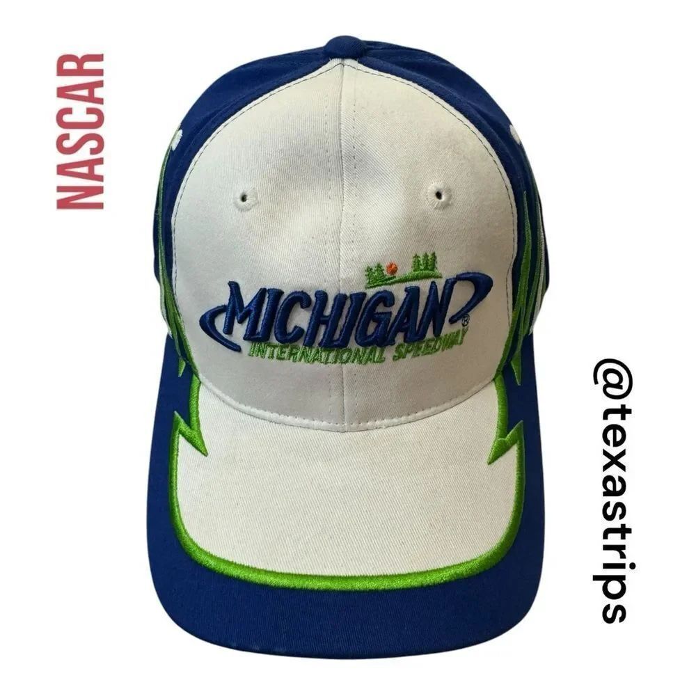New Michigan International Speedway Blue White Green Embroidered Nascar Hat S M